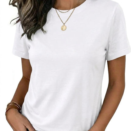 Womens Tshirt Short Sleeve Summer Tops Crewneck Casual Basic Tee Shirts Spring Clothes Trendy Outfit