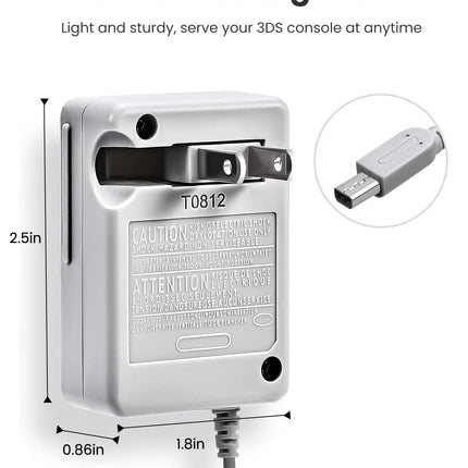 3DS Charger, VOYEE 3DS Charger Compatible with Nintendo 3DS/ DSi/DSi XL/ 2DS/ 2DS XL/New 3DS 100-240V Wall Plug Adapter