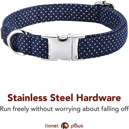 Lionet Paws Boy Dog Collar with Bowtie, Comfortable Adjustable Cute Navy Blue Bow Tie Collar for Male Dogs Gift, Small, Neck 10-16 inches