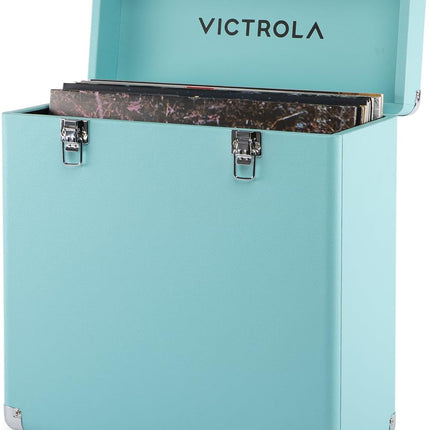 Victrola Collector II (2026 Model) – Vinyl Record Storage Case – Hold 30+ Vinyl Turntable Records, Heavy-Duty Hardware, Soft Interior Lining, Portable Box with Carry Handle (Turquoise)
