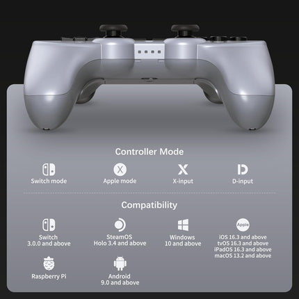 AKNES 8Bitdo Pro 2 Bluetooth Controller, Hall Effect Joystick Update, Gaming Controller Compatible with Apple, Switch, Windows, Steam Deck, Android and Raspberry Pi