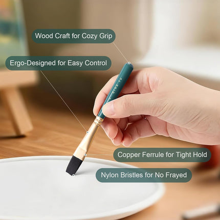 6-piece Mini Travel Watercolor Brush Set, Paint Brush Including Flat and Round Brushes Suitable for Watercolour, Oil or Acrylic Painting