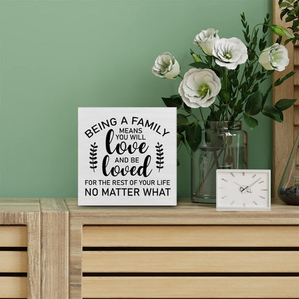 Family Quote Decorative Wooden Box Sign Being a Family Means You