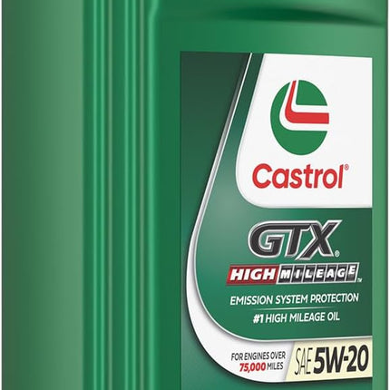 Castrol GTX High Mileage 5W-20 Synthetic Blend Motor Oil, 1 Quart, Pack of 6