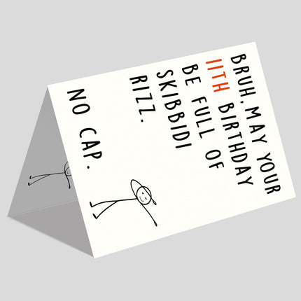 IDU 11th Birthday Card,11 Year Old Birthday Gifts & Decorations for Boys Girls Son Daughter,Funny 11th Birthday Card for Him Her with Gen Z Teenagers Slang Meme-Inspired Design