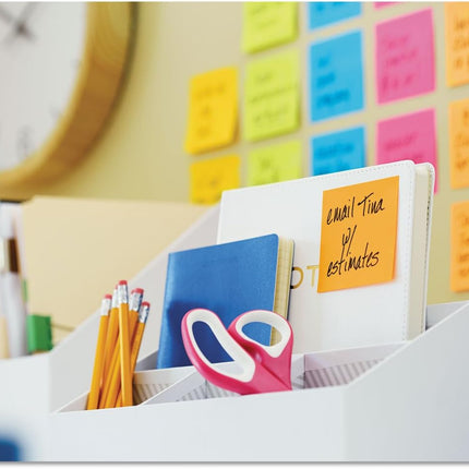 Super Sticky Notes, 24 Sticky Note Pads, 3 x 3 in., School Supplies, Office Products, Sticky Notes for Vertical Surfaces, Monitors, Walls and Windows, Energy Boost Collection