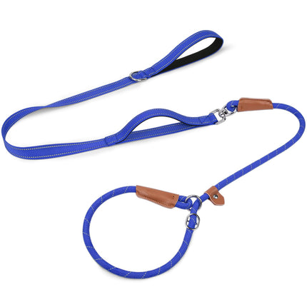 Slip Lead Dog Leash with Dual Handle, No Pull, Black, 6FT x 3/8"