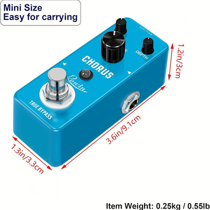 Rowin Analog Chorus Guitar Effect Pedal - Pure Warm & Clear Spacey Chorus Sound with Metal Shell, True Bypass, Compact Design (DC 9V Powered)