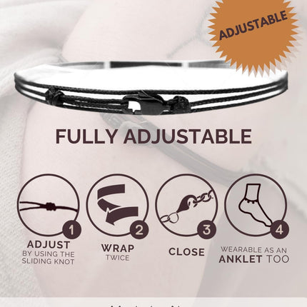 Made by Nami Nautical Rope Bracelet for Men Waterproof & Adjustable Wrap String Bracelets with Snap Hook Gift for Him