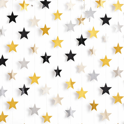 130 ft Star Garland Banner Decor, Gold