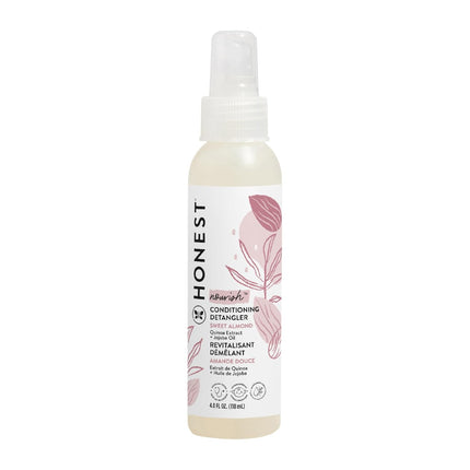 The Honest Company Conditioning Hair Detangler Leave-in Conditioner and Fortifying Spray, Tear Free, Cruelty-Free, Hypoallergenic, Almond Nourishing, 4 fl oz