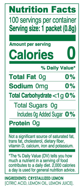 100ct (Pack of 1) - Water Enhancer - Bulk Dispenser - 0 Calorie Drink Mix Packets For Water - Sugar Free Lemon Flavoring Powder Packets