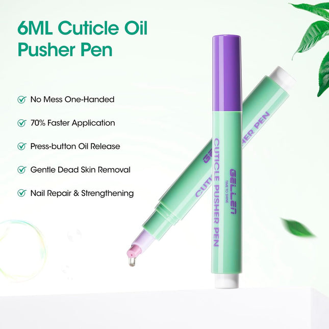 2Pcs Cuticle Pusher Oil Pen - 6ml Large Capacity Nail Oil Pen with