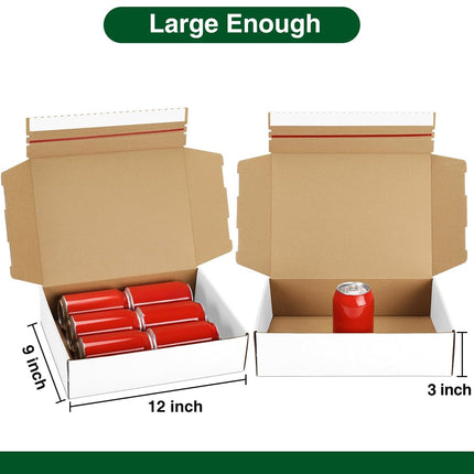 Shipping-Boxes-12x9x3 Inches: 25 Pack-Self-Seal-Cardboard-Boxes-for-Packaging, White-Shipping-Boxes-for-Packing-Small-Business, Corrugated Box Mailers for Book Shoes Gift Mailing