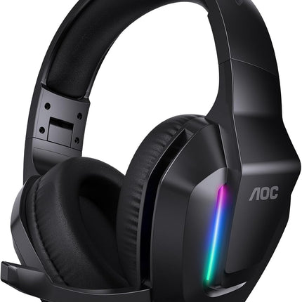 AOC Xbox Gaming Headset with Microphone, Wired Surround Sound Headphones for Xbox Series X|S, PS5, PC, Switch, Noise Canceling Over-Ear Gaming Mic, RGB Lights, 50mm Drivers, 3.5mm Jack, Black