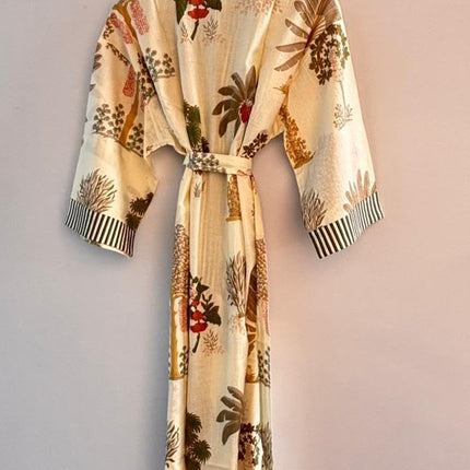 Robe Kimono Style Bathrobe, Long Dressing Gown, Free Size, Lightweight 3/4 Sleeves beach cover ups