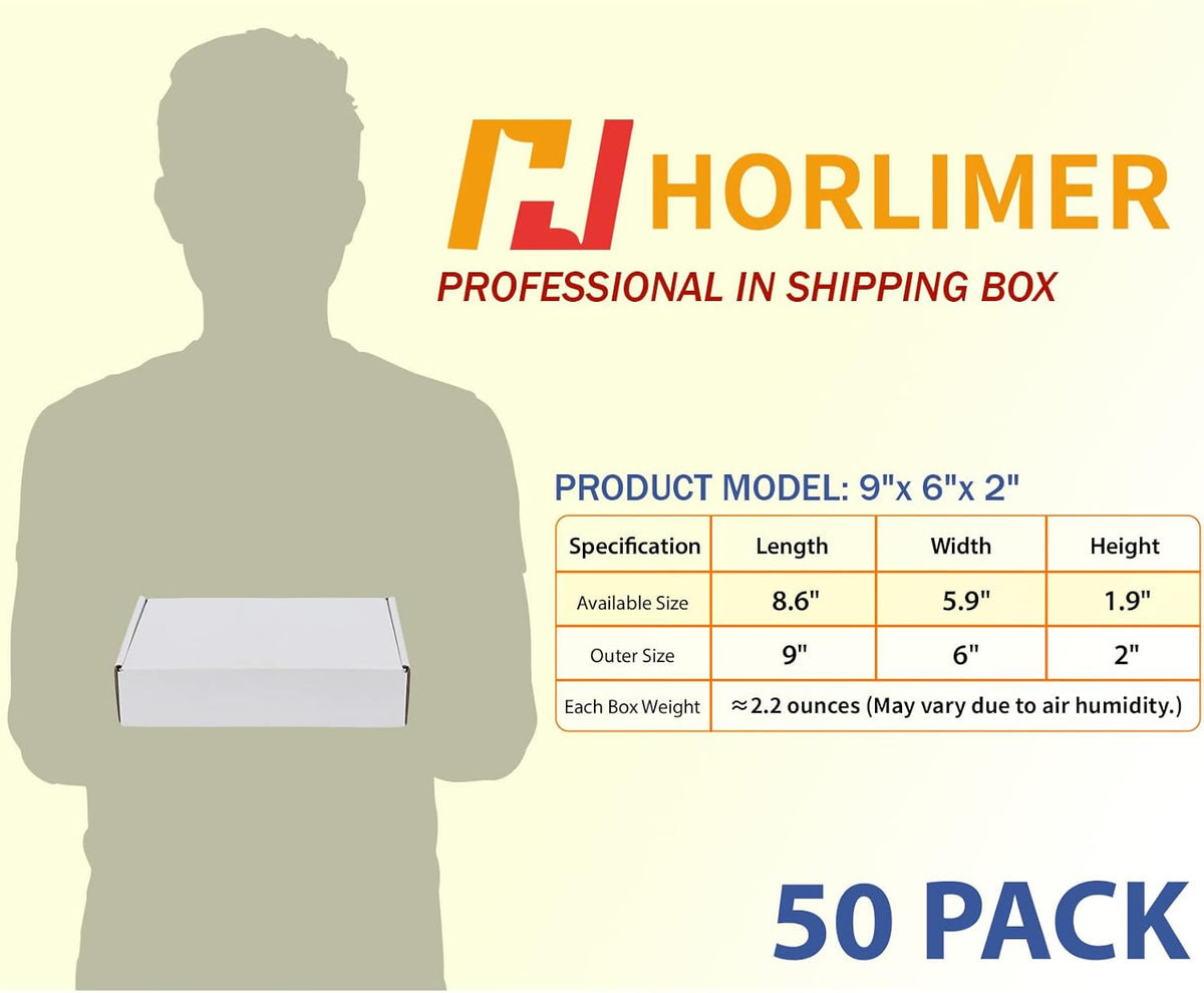 9 x 6 x 2 Inch White Corrugated Literature Mailer Boxes, Set of 50 - photo 2