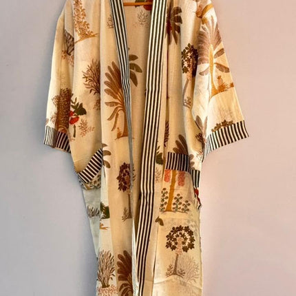 Robe Kimono Style Bathrobe, Long Dressing Gown, Free Size, Lightweight 3/4 Sleeves beach cover ups