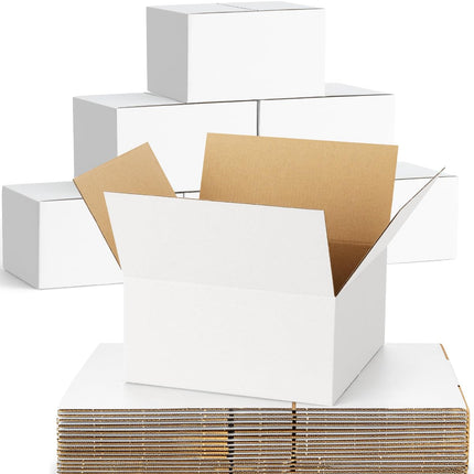 40-Pack-Small-Shipping-Boxes-8x8x4, Corrugated-Cardboard-Boxes-for-Packaging-Small-Business, White-Boxes-Mailers