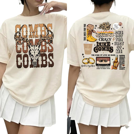 Luke Country Music Fan Shirt, Combs Bullhead Two Side T-Shirt, Cowgirl Style Shirt, Concert Outfit
