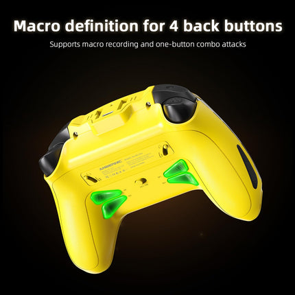 Interactive Screen Wireless Gaming Controller for Steam/PC/Linux/iOS/Android/Switch/Switch 2, Hall Effect Joystick & Triggers, Remappable Buttons,2.4G Wireless,Bluetooth 5.0,Wired,2100mAh with Handle stand (Yellow)