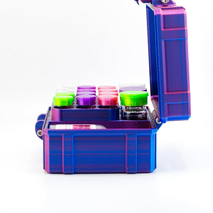 Vial Guard Storage Hard Case for 3ml, 5ml, 10ml, 30ml Vials, Secure Holder Multiple Sizes (Metalic, 12x3ml 3x10ml 1x30ml)