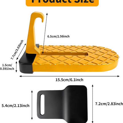 Car Door Step for Car Roof Access, Foldable Non-Slip Ascent Latch Pedal Rack with Scratch Proof Rubber Pad for Universal Cars SUVs Trucks Vans(Yellow)