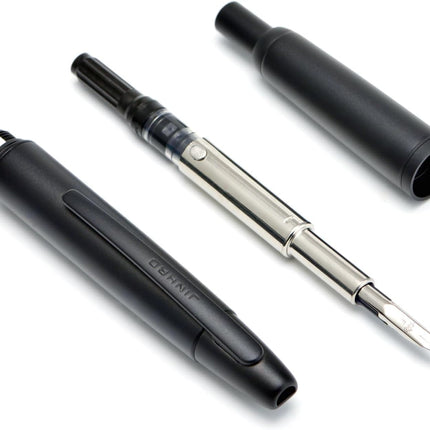 Jinhao 10 Press Fountain Pen with Box, Matte Black Retractable Fine Nib with Converter Set (Clip Version)