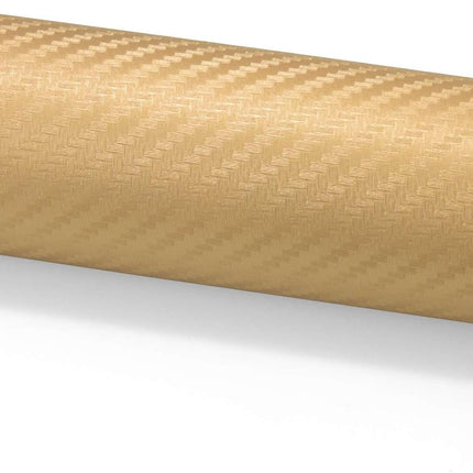 12"x60" (1FTx5FT) Gold 3D Carbon Fiber Textured Matte Flat Vinyl Wrap Auto Car Sticker Decal Film Sheet Bubble Free Air Release Technology with Tool Kit