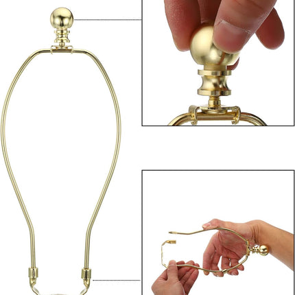 PATIKIL 10.5 Inch Lamp Harp Kit with Finial, 2 Set Detachable Shade Bracket Holder, DIY Lighting Accessories for Table Floor Lamps, Gold Tone