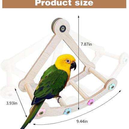 Bird Stand Perch,Interactive Rocking Parakeet Perch, Wooden Exercise Wheel Cockatiel, Parrot Swing,Bird Playground Play Stands for Conure Budgie(A)