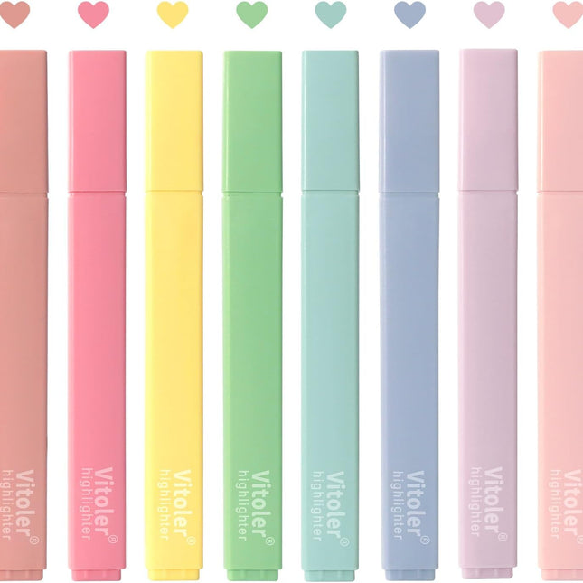 Highlighters, 8 Colors Chisel Tip Highlighters, No Bleed Bible