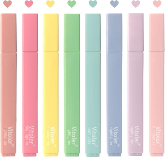 Highlighters, 8 Colors Chisel Tip Highlighters, No Bleed Bible