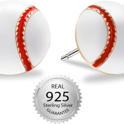 SmileBelle Baseball Earrings for Women, Sterling Silver Baseball Studs Matching Softball Mom Outfits Hypoallergenic Sports Earrings for Teen Fans Accessories as Birthday Game Day Gifts