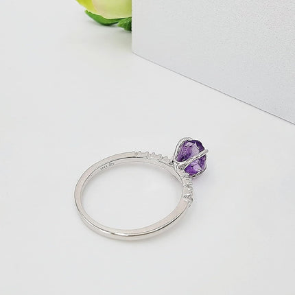 Real Raw Crystal Dainty Ring white Gold Birthstone gift for sister daughter niece Christmas birthday Uniquelan Jewelry
