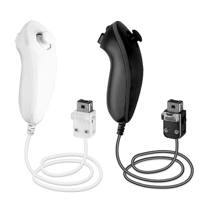 SWeien Wii Nunchuck Controller, 2 Packs Nunchuck Controller Replacement Joystick Gamepad Compatible with Nintendo Wii & Wii U Console (Black + White)