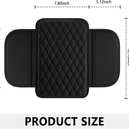 Stacool Upgraded Car Center Console Cover,Microfiber Leather Car Armrest Cover Cushion with 2 Storage Bags,Universal Car Armrest Storage Box (Black)