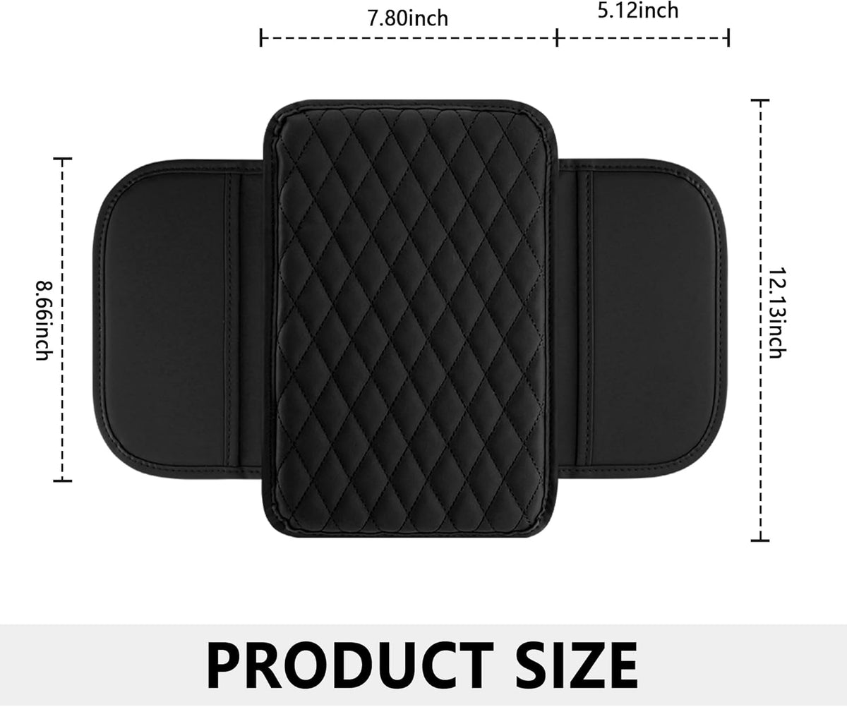 Universal Black Microfiber Leather Car Center Console Cover with 2 Storage Bags - photo 2