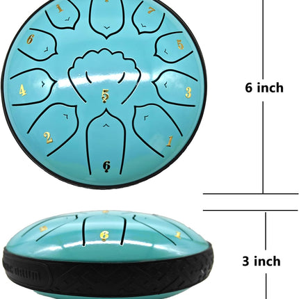 6 Inch 11 Note Hand-Tuned Steel Tongue Drum with Soothing Sound, Rain Drum for Outside & Garden, Percussion Instrument for Meditation, Yoga, Relaxation, Gift for Adults & Beginners, Macaron Mint