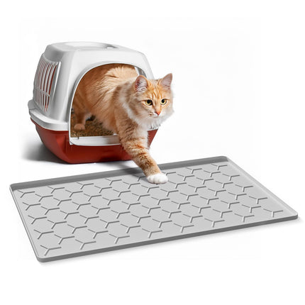 Silicone Cat Litter Mat 34×22 inch, Easy to Clean, Gray