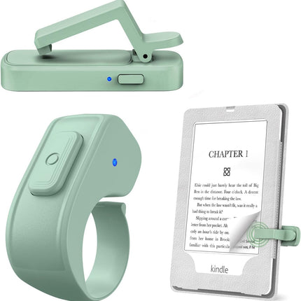 Page Turner Ring for Kindle,Remote Control for iPhone iPad Android Tablets E-Readers,Clicker Page Turner for Kindle Accessories for Camera Video Record&Shutter Selfie (Green)