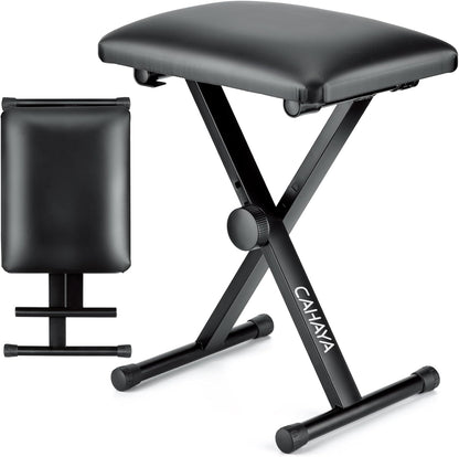Keyboard Bench X-Style Height Adjustable 16.3-19.6in Padded Cushion Piano Stool Bench Keyboard Chair for Keyboards Piano