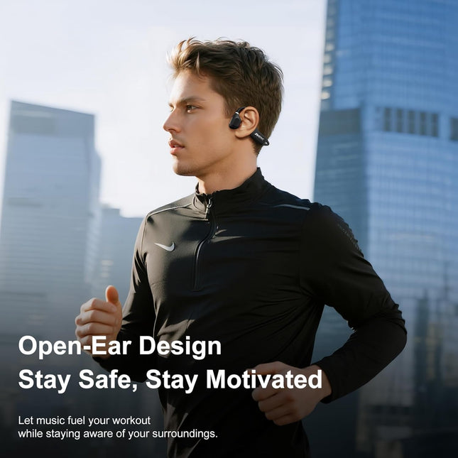 Open Ear Headphones, Running Headphones Bluetooth 5.4 with Built-in Mic