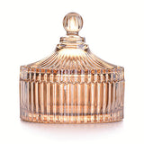 Colorful Glass Jar With Lid,Candy Cookie Jars,Jewelry Box,Biscuit Containers Food Storage,Decorative Jar(Amber)