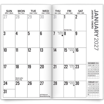 Big & Bright Large Print | 2027-2028 3.5 x 6.5 Inch Two Year Monthly Pocket Planner Calendar | BrownTrout | Easy to See Large Font