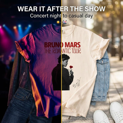 Bruno The Romantic Tour Shirt for Pop Soul Music Fans - Retro 2026 Stadium World Tour Concert Tee - Unisex Vintage Graphic Shirt Multi