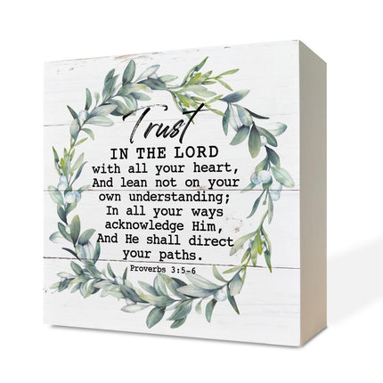Christian Wood Signs, Bible Verse Philippians 4:13 - I Can Do All Things Through Christ Who Strengthens Me, Box Sign Decor Tabletop, Inspirational Home Desk Decor, Motivational Gift for Friends Family