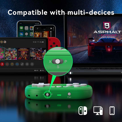 ShanWan Bluetooth Gamepad Keychain Sized Mini Controller for Switch, Windows, Android, iOS & PS4（green）