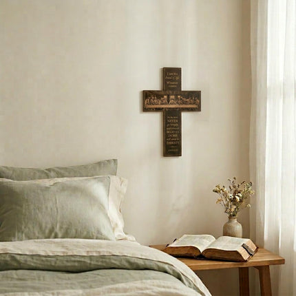 Wooden Cross Wall Decor, 12 Inch Lightweight Christian Wall Art