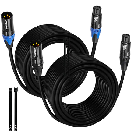 XLR Cables 25ft 4 Pack, Balanced Microphone Cable Gold-Plated 3 Pin